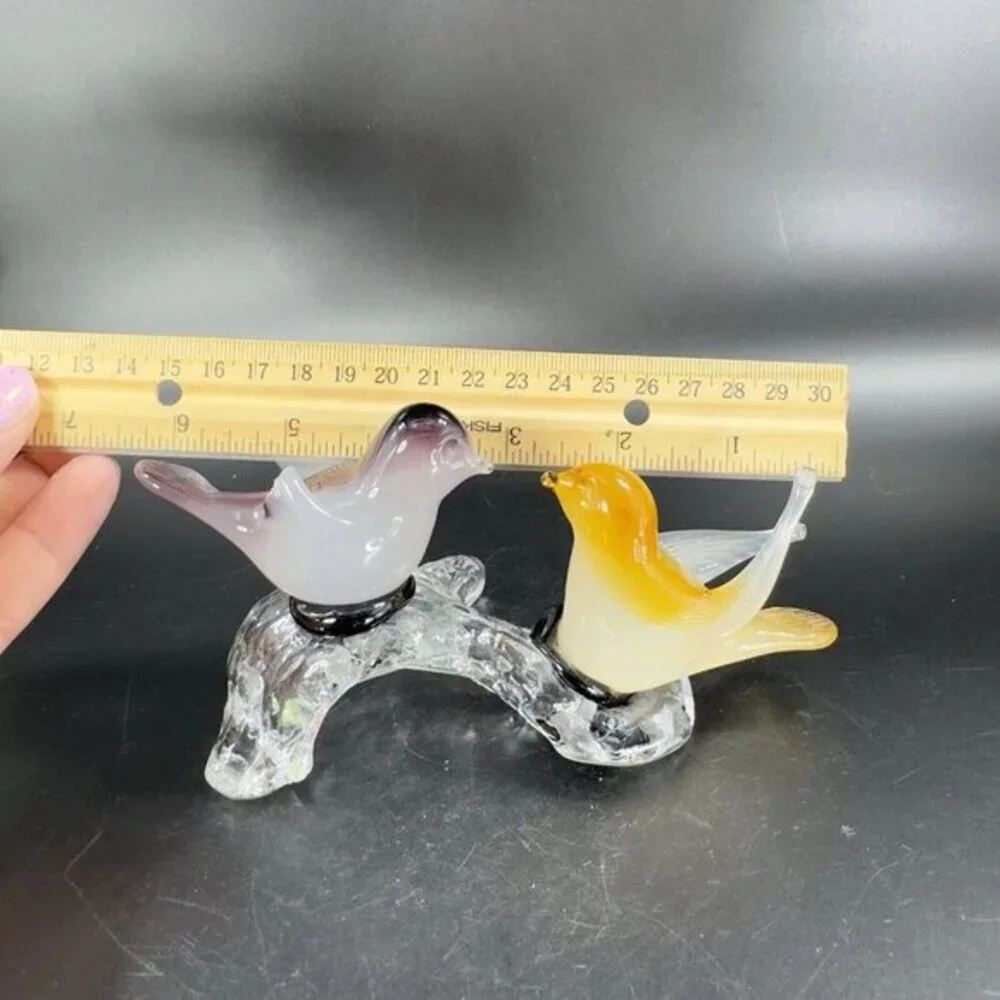 Venetian Italian Glass Love Birds Figurine Decor Opaline‎ Glass Hand Made AS IS